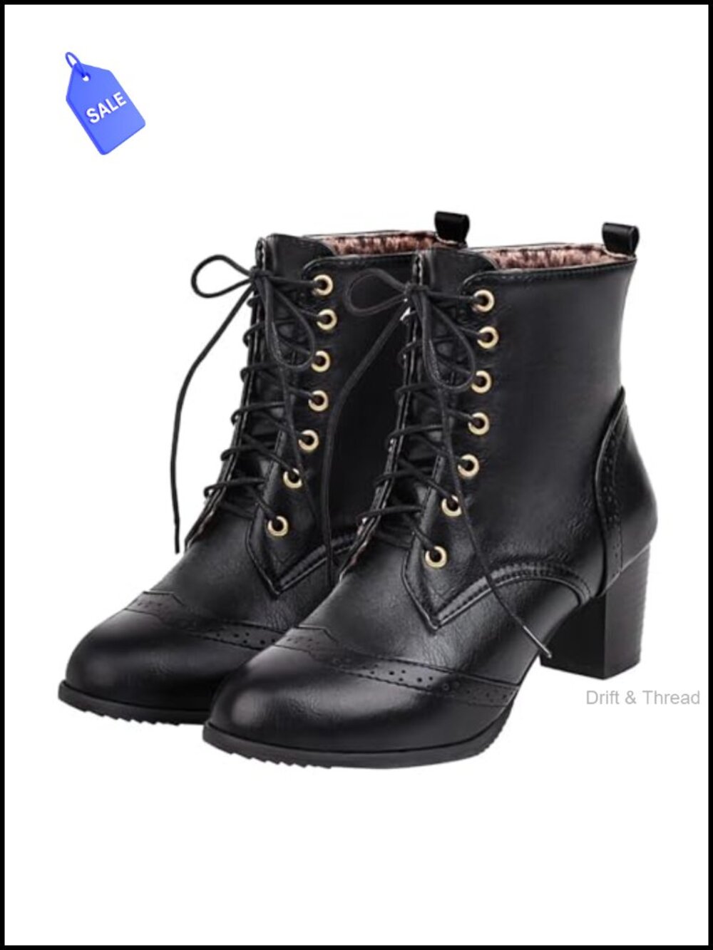 Women's Lace Up Ankle Boots Chunky Block Heel Round Toe Booties